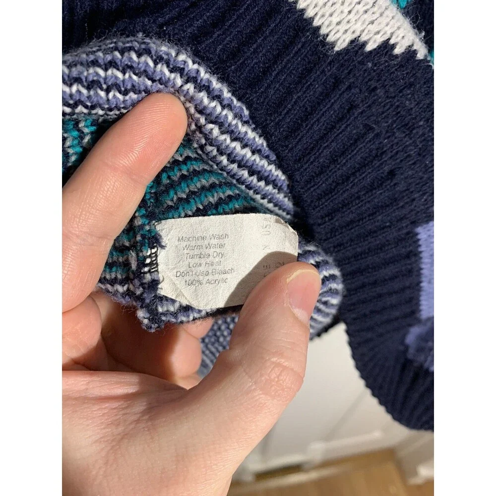Clifton Place Vintage 90s Unisex Size L Geometric Twee Chunky Knit Sweater